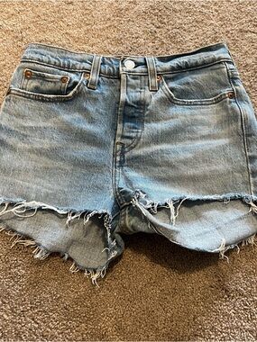 Levi's Light Blue Distressed Denim Cutoff Shorts